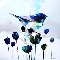 Sur un Jardin Bleu Cobalt (Framed) by Eric Robitaille