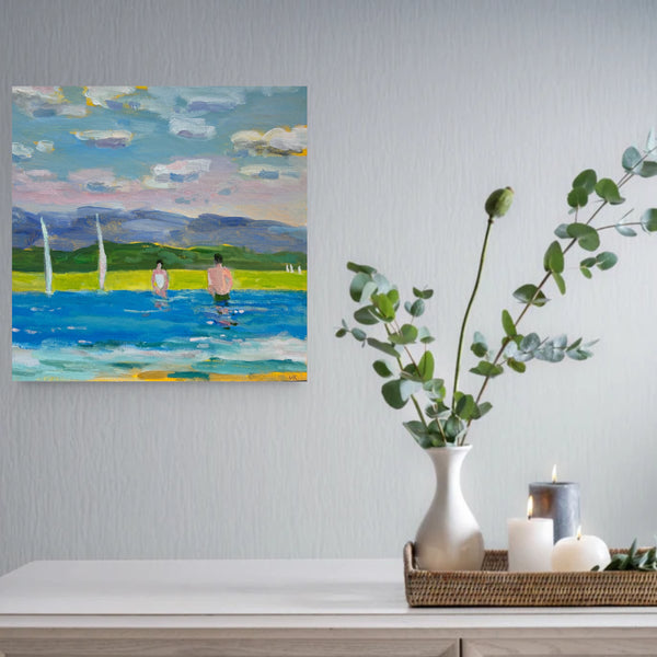 Mooring Sails, Morning Dip by Valerie Ryan in situ