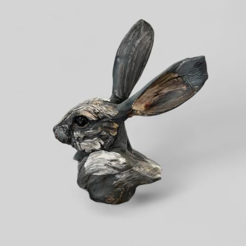 Hare Portrait Sculpture 1 by Mary Philpott