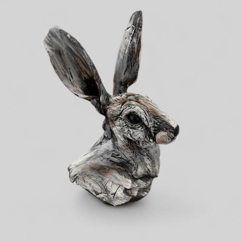 Hare Portrait Sculpture 2 by Mary Philpott